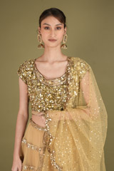 Golden Sequin Tiered LehengaDSC02314