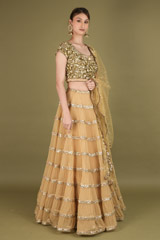 Golden Sequin Tiered LehengaDSC02315