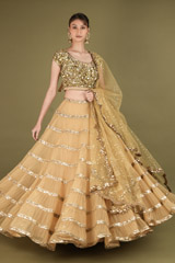 Golden Sequin Tiered LehengaDSC02318