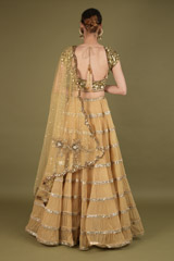 Golden Sequin Tiered LehengaDSC02319