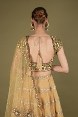 Golden Sequin Tiered LehengaDSC02321