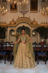 Golden Sequin Tiered Lehenga