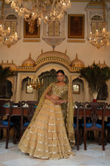 Golden Sequin Tiered LehengaDSC03579