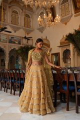 Golden Sequin Tiered LehengaDSC03605