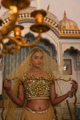 Golden Sequin Tiered LehengaDSC03611