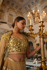 Golden Sequin Tiered LehengaDSC03622