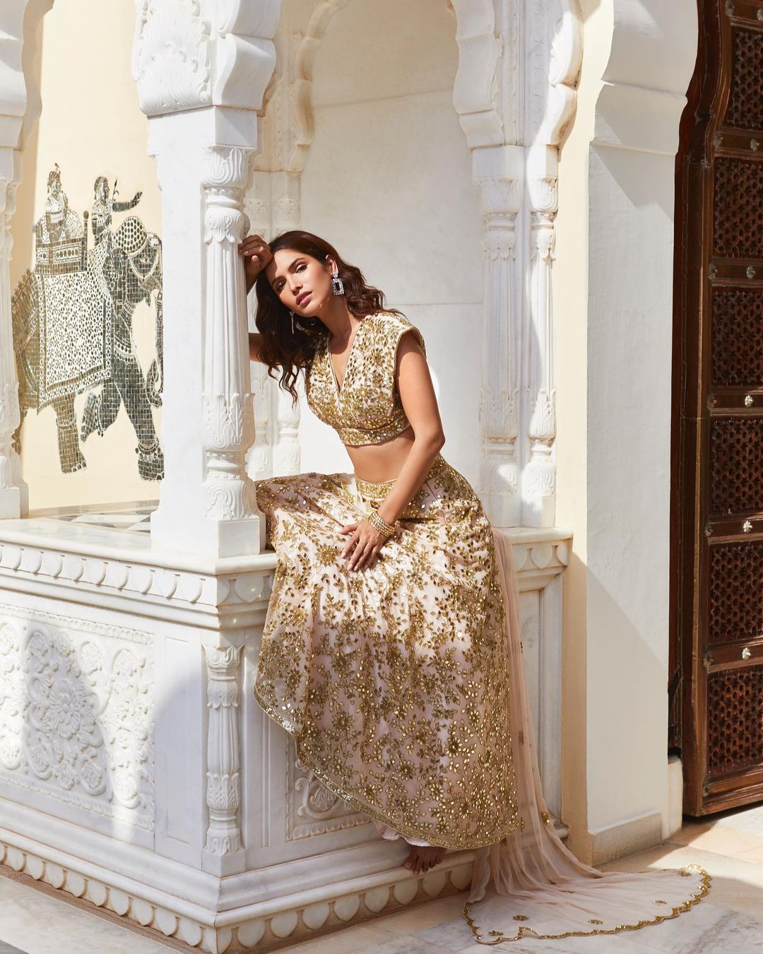 Blush pink mirror work Lehenga4