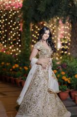 Blush pink mirror work Lehenga