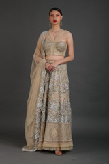 Cream Embellished Lehenga Set4436_video