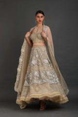 Cream Embellished Lehenga Set