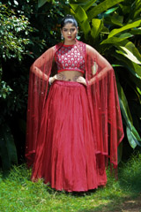 Crimson Tulle Lehenga4438_video