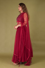 Crimson Tulle LehengaDSC07985