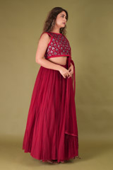 Crimson Tulle LehengaDSC07986