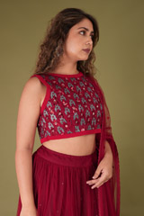 Crimson Tulle LehengaDSC07987