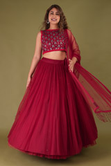 Crimson Tulle LehengaDSC07988