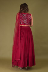 Crimson Tulle LehengaDSC07990