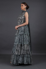 Grey Printed Tier Lehenga SetIMG_8420