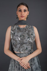 Grey Printed Tier Lehenga SetIMG_8424