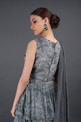 Grey Printed Tier Lehenga SetIMG_8436