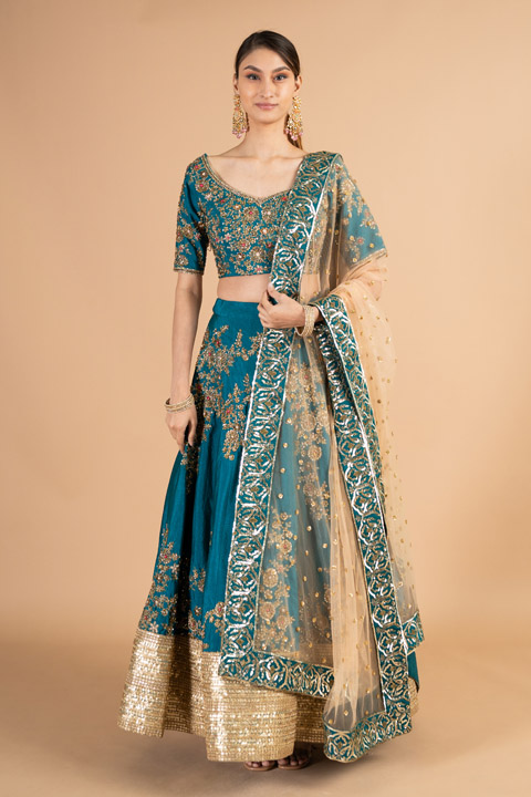 Green Peacock Bridal Lehenga