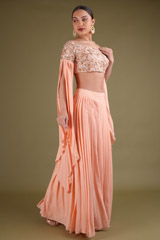 Peach Pleated Top Bottom SetDSC03155