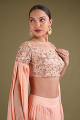 Peach Pleated Top Bottom SetDSC03156