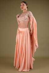 Peach Pleated Top Bottom SetDSC03157