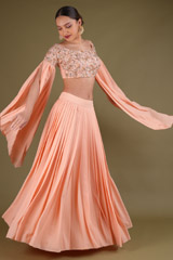 Peach Pleated Top Bottom SetDSC03158