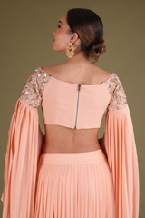 Peach Pleated Top Bottom SetDSC03160