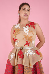 Red Beige Peplum GownDSC07532