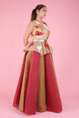 Red Beige Peplum GownDSC07534