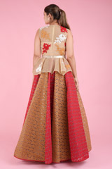 Red Beige Peplum GownDSC07536