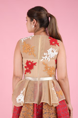 Red Beige Peplum GownDSC07537