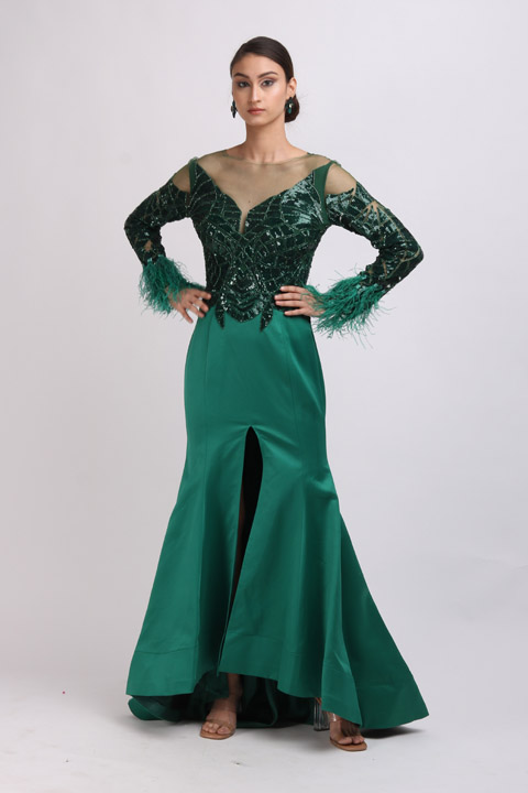 Green Sequin Gown