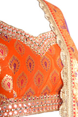 Banarasi Lehenga Set With Mirror Work6