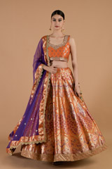 Banarasi Lehenga Set With Mirror Work