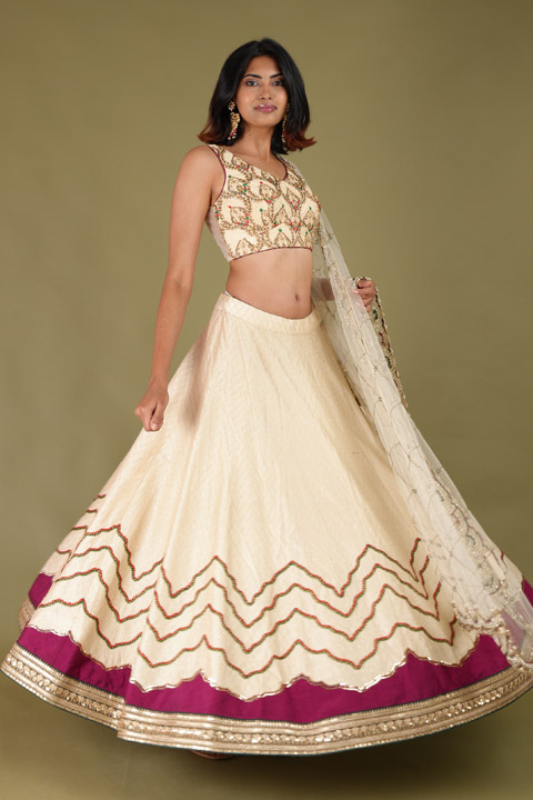 Ivory chanderi lehenga set