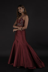 Maroon Embellished Gown_DTR0530
