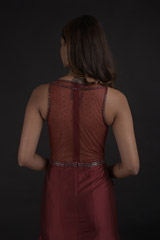 Maroon Embellished Gown_DTR0533