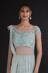 Blue One Shoulder Saree GownDSC07721