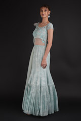 Blue One Shoulder Saree GownDSC07723