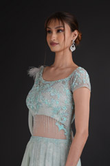 Blue One Shoulder Saree GownDSC07724