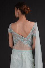 Blue One Shoulder Saree GownDSC07729