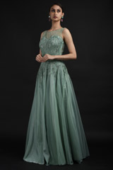 Sage Green Tulle Top Bottom Set_SUB9586