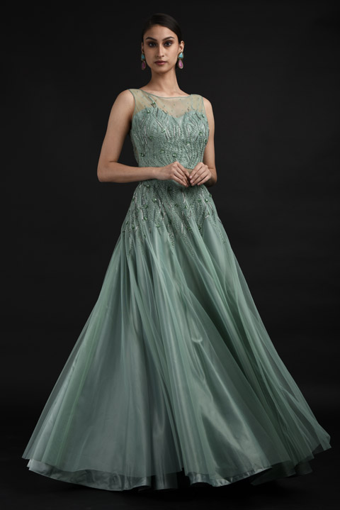 Sage Green Tulle Top Bottom Set