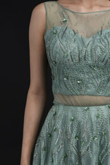 Sage Green Tulle Top Bottom Set_SUB9601