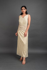 Pale Gold A Line Crinkled Gown449_video