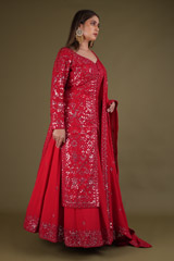 Red Gota Kurta Lehenga SetDSC03314