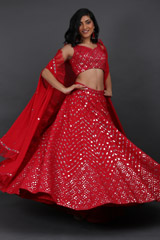 Red Georgette Cape LehengaIMG_6586