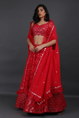 Red Georgette Cape LehengaIMG_6603